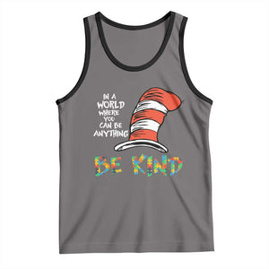 Autism Awareness Tank Top Why Fit In When You Were Born To Stand Out Cat In Hat TS02 Deep Heather Black Print Your Wear