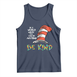 Autism Awareness Tank Top Why Fit In When You Were Born To Stand Out Cat In Hat TS02 Navy Print Your Wear