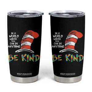 Autism Awareness Tumbler Cup Why Fit In When You Were Born To Stand Out Cat In Hat TS02 Black Print Your Wear