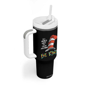 Autism Awareness Tumbler With Handle Why Fit In When You Were Born To Stand Out Cat In Hat TS02 Print Your Wear