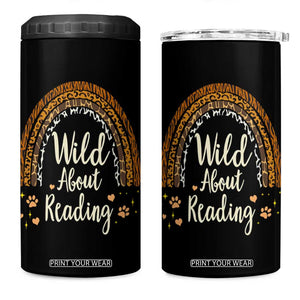 Wild About Reading 4 in 1 Can Cooler Tumbler Teacher Student Back to School Retro Rainbow TS02 One Size: 16 oz Black Print Your Wear