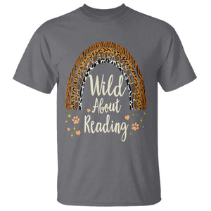 Wild About Reading T Shirt Teacher Student Back to School Retro Rainbow TS02 Charcoal Print Your Wear