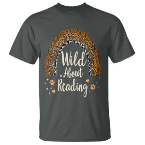 Wild About Reading T Shirt Teacher Student Back to School Retro Rainbow TS02 Dark Heather Print Your Wear
