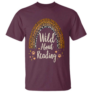 Wild About Reading T Shirt Teacher Student Back to School Retro Rainbow TS02 Maroon Print Your Wear