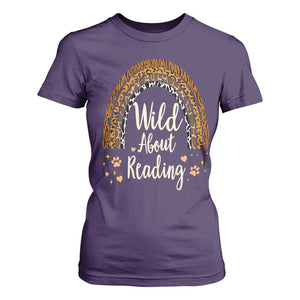 Wild About Reading T Shirt For Women Teacher Student Back to School Retro Rainbow TS02 Purple Print Your Wear