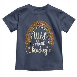 Wild About Reading Toddler T Shirt Teacher Student Back to School Retro Rainbow TS02 Navy Print Your Wear