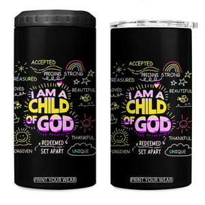 I Am A Child Of God 4 in 1 Can Cooler Tumbler Retro Christian Jesus Faith TS02 One Size: 16 oz Black Print Your Wear