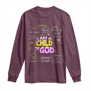I Am A Child Of God Long Sleeve Shirt Retro Christian Jesus Faith TS02 Maroon Print Your Wear