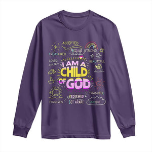 I Am A Child Of God Long Sleeve Shirt Retro Christian Jesus Faith TS02 Purple Print Your Wear