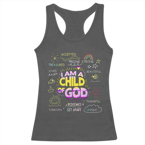 I Am A Child Of God Racerback Tank Top Retro Christian Jesus Faith TS02 Dark Heather Print Your Wear