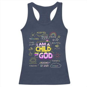 I Am A Child Of God Racerback Tank Top Retro Christian Jesus Faith TS02 Navy Print Your Wear