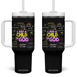 I Am A Child Of God Tumbler With Handle Retro Christian Jesus Faith TS02 One Size: 40 oz Black Print Your Wear