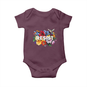 Resist Floral Baby Onesie Retro Botanical Graphic TS02 Maroon Print Your Wear