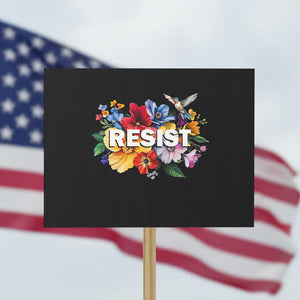 Resist Floral Protest Sign Retro Botanical Graphic TS02 Horizontal 18" × 24" Black Print Your Wear