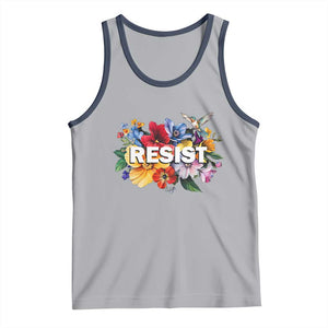 Resist Floral Tank Top Retro Botanical Graphic TS02 Athletic Heather Navy Print Your Wear