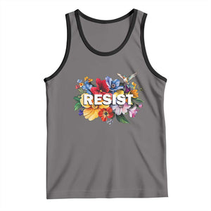 Resist Floral Tank Top Retro Botanical Graphic TS02 Deep Heather Black Print Your Wear