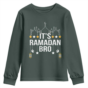 It's Ramadan Bro Youth Sweatshirt Islamic Fasting Muslim TS02 Dark Forest Green Print Your Wear
