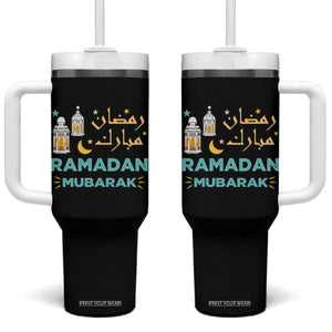 Ramadan Mubarak Muslim Tumbler With Handle TS02 One Size: 40 oz Black Print Your Wear