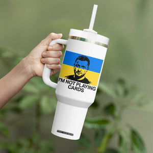 Im Not Playing Cards Tumbler With Handle Zelensky Trump Ukraine Flag TS02 Print Your Wear