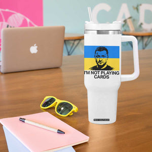 Im Not Playing Cards Tumbler With Handle Zelensky Trump Ukraine Flag TS02 Print Your Wear