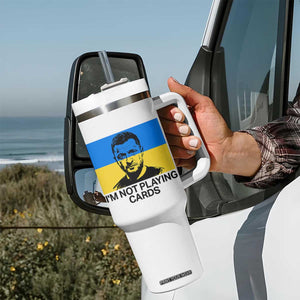 Im Not Playing Cards Tumbler With Handle Zelensky Trump Ukraine Flag TS02 Print Your Wear