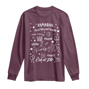 Ramadan Blessed Month Long Sleeve Shirt Muslim Islamic Ramadhan Eid al Fitr TS02 Maroon Print Your Wear