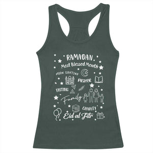 Ramadan Blessed Month Racerback Tank Top Muslim Islamic Ramadhan Eid al Fitr TS02 Dark Forest Green Print Your Wear