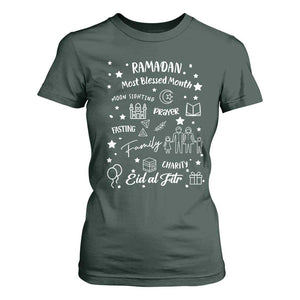 Ramadan Blessed Month T Shirt For Women Muslim Islamic Ramadhan Eid al Fitr TS02 Dark Forest Green Print Your Wear