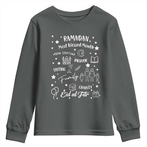 Ramadan Blessed Month Youth Sweatshirt Muslim Islamic Ramadhan Eid al Fitr TS02 Dark Heather Print Your Wear
