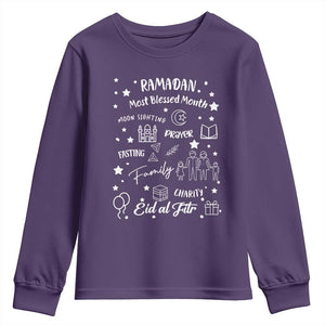 Ramadan Blessed Month Youth Sweatshirt Muslim Islamic Ramadhan Eid al Fitr TS02 Purple Print Your Wear