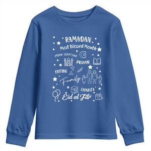 Ramadan Blessed Month Youth Sweatshirt Muslim Islamic Ramadhan Eid al Fitr TS02 Royal Blue Print Your Wear