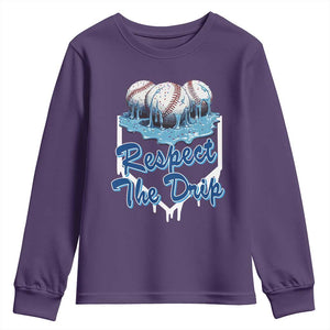 Respect The Drip Baseball Youth Sweatshirt Driping Ice Cream Sport Lover TS02 Purple Print Your Wear