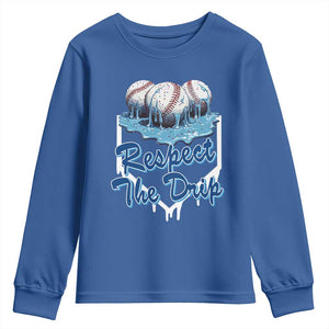 Respect The Drip Baseball Youth Sweatshirt Driping Ice Cream Sport Lover TS02 Royal Blue Print Your Wear