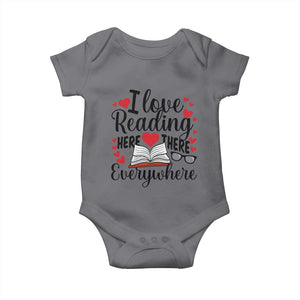 I Love Reading Here There Anywhere Baby Onesie Reading Month Across America TS02 Charcoal Print Your Wear