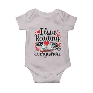 I Love Reading Here There Anywhere Baby Onesie Reading Month Across America TS02 Ice Gray Print Your Wear