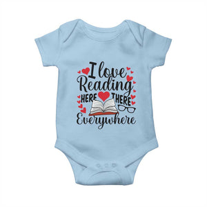 I Love Reading Here There Anywhere Baby Onesie Reading Month Across America TS02 Light Blue Print Your Wear