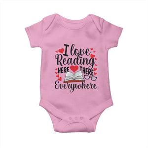 I Love Reading Here There Anywhere Baby Onesie Reading Month Across America TS02 Light Pink Print Your Wear