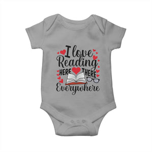 I Love Reading Here There Anywhere Baby Onesie Reading Month Across America TS02 Sport Gray Print Your Wear