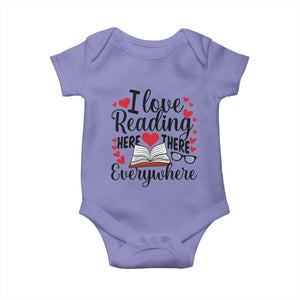I Love Reading Here There Anywhere Baby Onesie Reading Month Across America TS02 Violet Print Your Wear