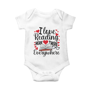 I Love Reading Here There Anywhere Baby Onesie Reading Month Across America TS02 White Print Your Wear