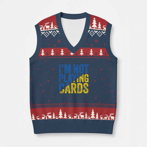 Zelensky I'm Not Playing Cards V-Neck Knit Sweater Vest TS02 Navy Red Print Your Wear