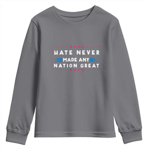 Hate Never Made Any Nation Great Youth Sweatshirt TS02 Charcoal Print Your Wear