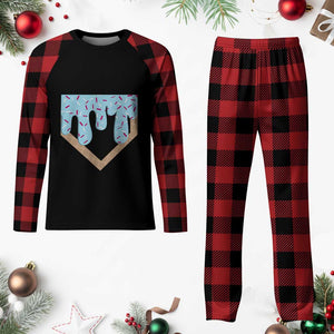 Baseball Ice Cream Dripping Plaid Pajama Set Home Plate Drip TS02 Buffalo Plaid Print Your Wear