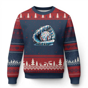 Baseball Drip Sprinkles Ice Cream Ugly Christmas Sweater Ball and Glove Dripping TS02 Navy Red Print Your Wear