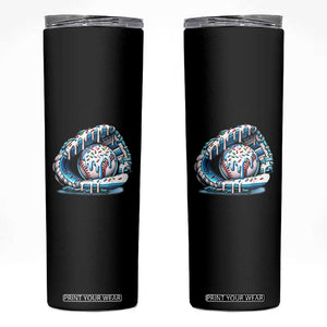 Baseball Drip Sprinkles Ice Cream Skinny Tumbler Ball and Glove Dripping TS02 Black Print Your Wear