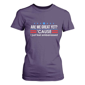 Are We Great Yet I Just Feel Embarrassed T Shirt For Women Political Satire Stars and Stripes TS02 Purple Print Your Wear