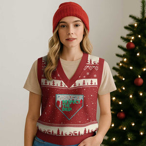 Baseball Home Plate Dripping Ice Cream V-Neck Knit Sweater Vest Respect The Drip Social Club Sprinkles TS02 Red Beige Print Your Wear