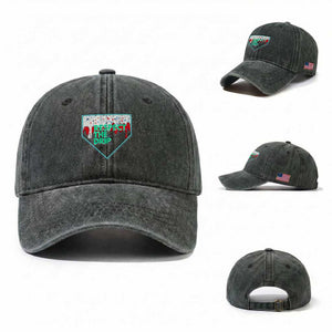Baseball Home Plate Dripping Ice Cream Washed Cotton Baseball Cap Respect The Drip Social Club Sprinkles TS02 Washed Cap Universal Fit Dark Green Print Your Wear