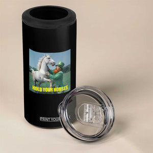 Funny Leprechaun Hold Your Horse 4 in 1 Can Cooler Tumbler Unicorn St Patrick's Day TS02 Print Your Wear