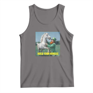 Funny Leprechaun Hold Your Horse Tank Top Unicorn St Patrick's Day TS02 Deep Heather Print Your Wear